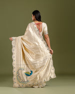 Best Ivory Silk Saree, Off White Ethnic Silk saree
 - House of Surya