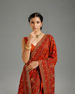 
Rust Georgette Saree with Resham, Nulki & Stone Work
