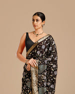 Black Chinon Crepe Saree with Resham Work
