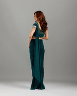 Green Lycra Drape Saree,Green Lycra Drape Saree- House of Surya