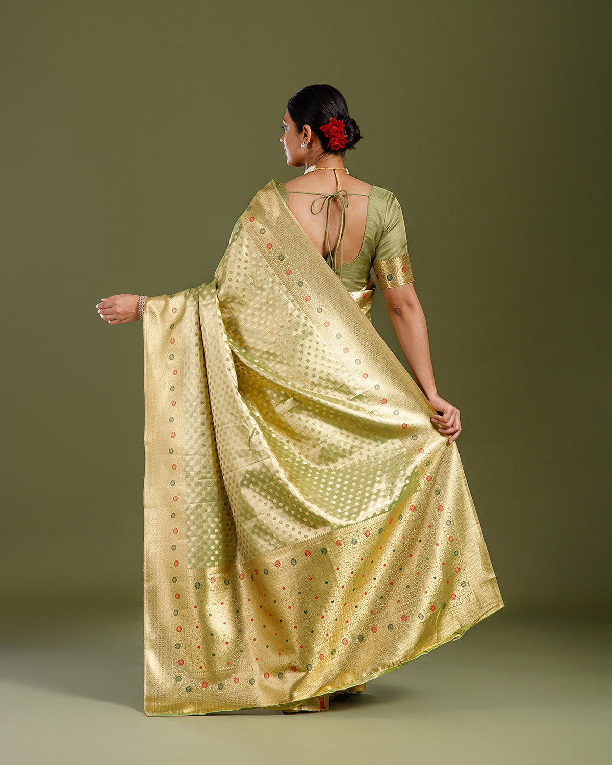 Radiant Yellow Tissue Silk Saree with Self Weaving Design