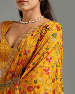 Yellow Chinon Crepe Saree with Resham, Zari, Cutdana & Sequin Work