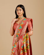 Rani Crepe Silk Saree with Multicolor Woven Design - House of Surya