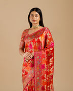 Elegant Rani Pink Saree in Crepe Silk with Weaving Work - House of Surya