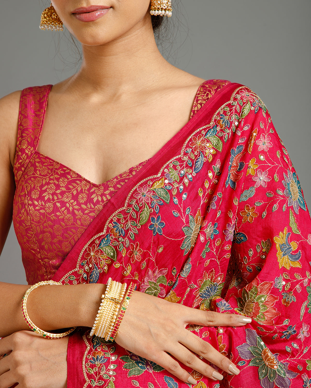 Rani Maheshwari Silk Saree with Zari & Sequin Work