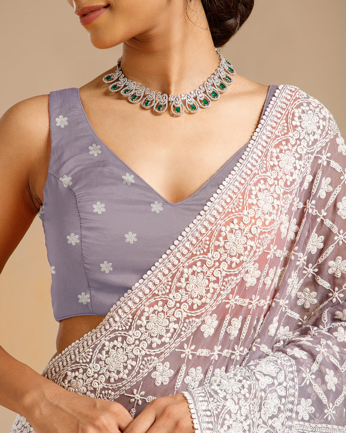 Mauve Georgette Saree with Resham & Sequin Work