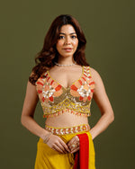 Yellow Lycra Drape Saree with Hand Work - House of Surya