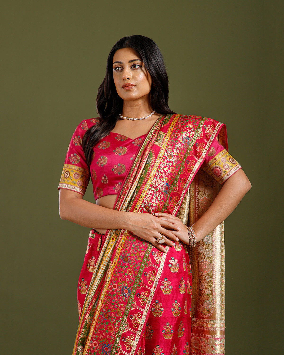 Designer Rani Pink Dola Silk Saree with Elegant Weaving Work