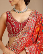 Rani Georgette Saree with Satin Organza, Beads, Nulki, Dori, Moti & Sequin Work