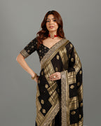 Designer Black Khaddi Georgette Saree with Sequin Work for Women - House of Surya