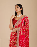 Rani Gajji Silk Saree with Intricate Aari Work - House of Surya