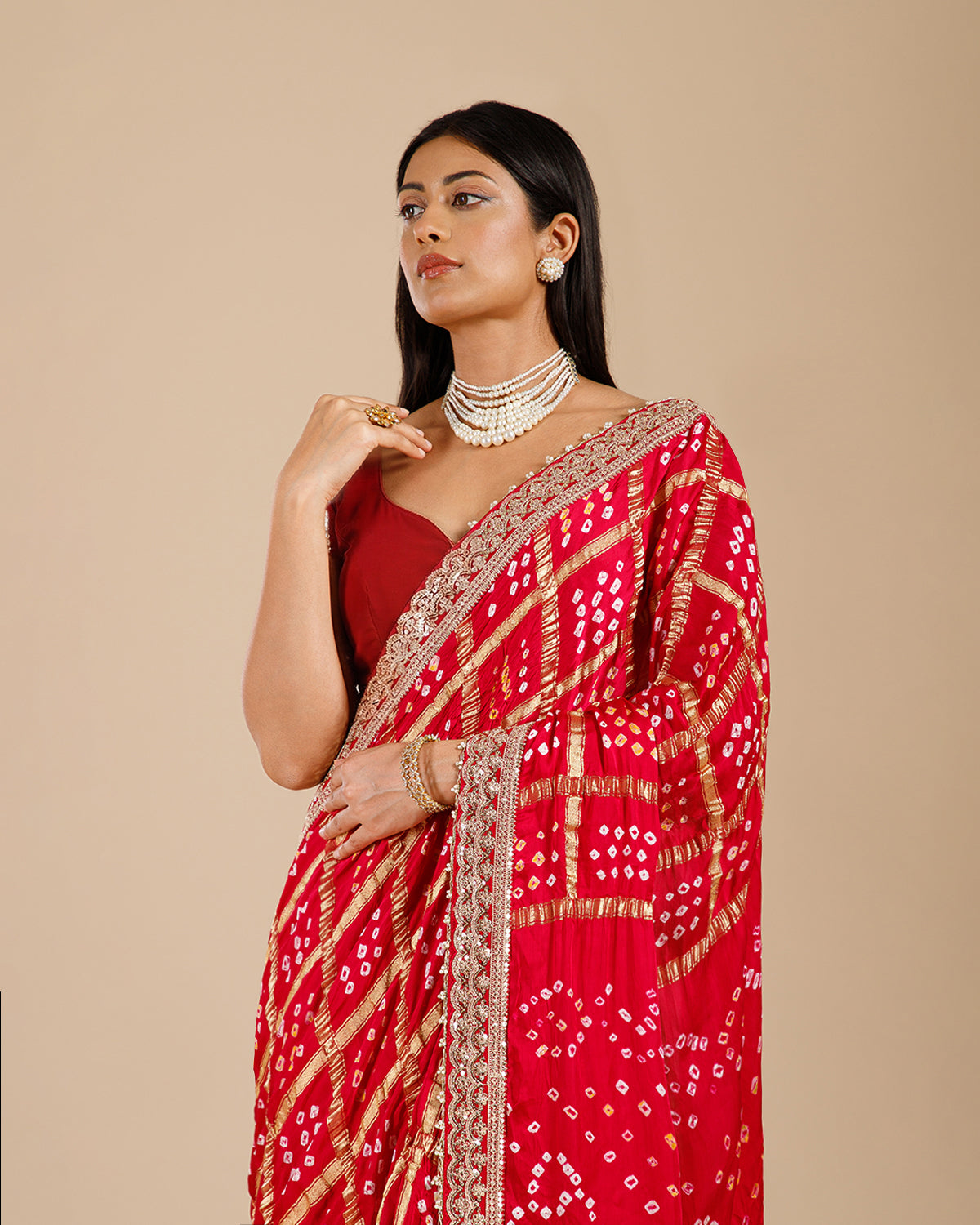 Rani Gajji Silk Saree with Intricate Aari Work - House of Surya