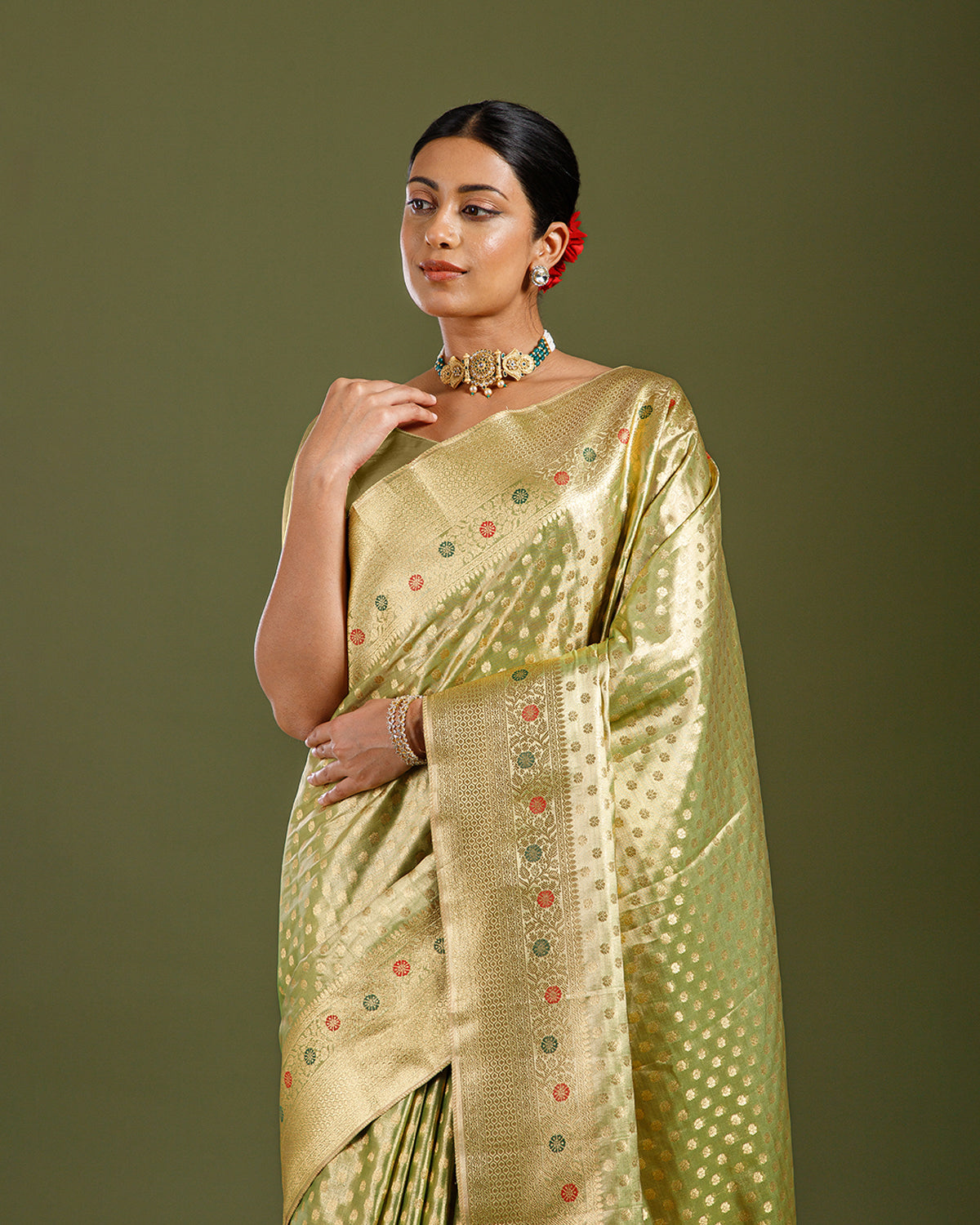 Radiant Yellow Tissue Silk Saree with Self Weaving Design