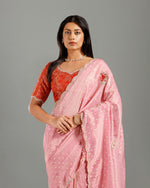 Gajari Khaddi Crepe Saree,Khaddi Crepe Sarees- House of Surya