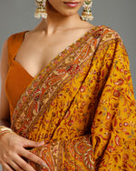 Mustard Georgette Saree with Beads, Dabka & Nulki Work
