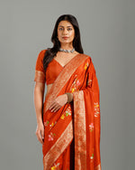 Rust Dola Silk Saree,Silk Saree with Resham Weaving- House of Surya
