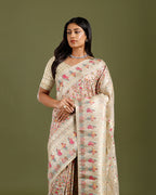 Cream Kani Jamdani Banarasi Saree with Elegant Resham Weave - House of Surya