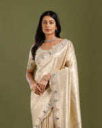 Best Ivory Silk Saree, Off White Ethnic Silk saree
 - House of Surya