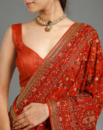 
Rust Georgette Saree with Resham, Nulki & Stone Work
