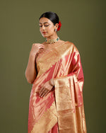Gajari Tissue Silk Saree with Elegant Self Weaving Design - House of Surya