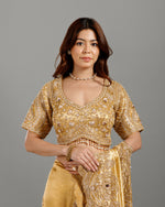 Golden Tissue Georgette Saree - House of Surya