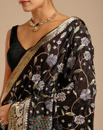 Black Chinon Crepe Saree with Resham Work