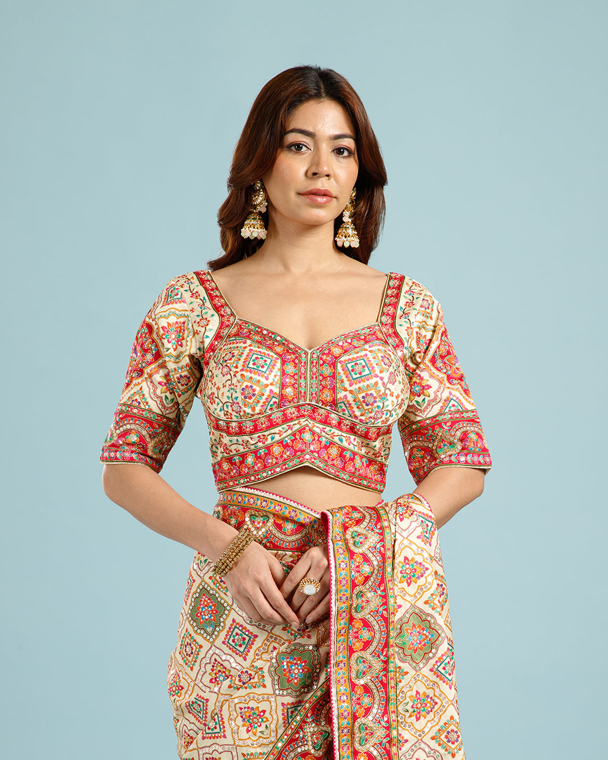 Golden Dola Silk Rangkat Saree with Sequence & Bead Work - House of Surya