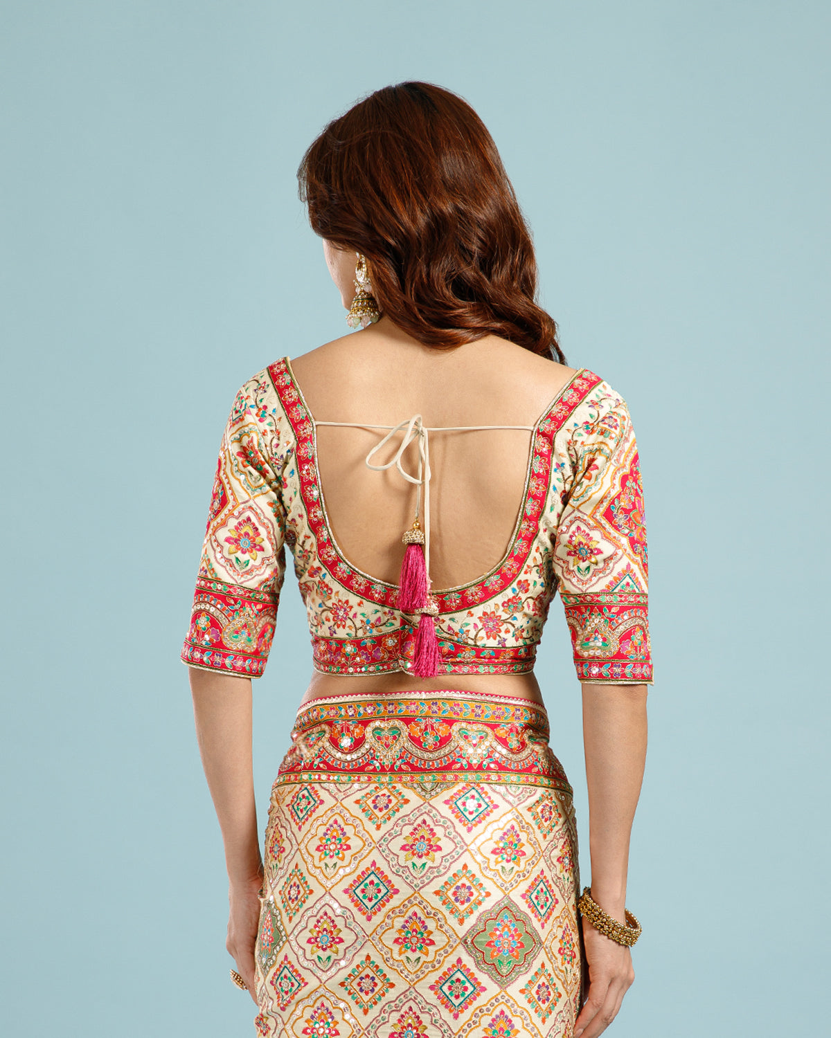 Golden Dola Silk Rangkat Saree with Sequence & Bead Work - House of Surya