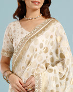 White Khaddi Georgette Saree,White Saree For Women- House of Surya