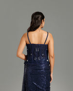 Navy Blue Sandley Saree with Sequin Work