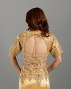 Golden Tissue Georgette Saree with Cutdana & Sequence Work - House of Surya
