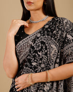 Kashmiri Black Georgette  Sare,Black Georgette Saree
 - House of Surya