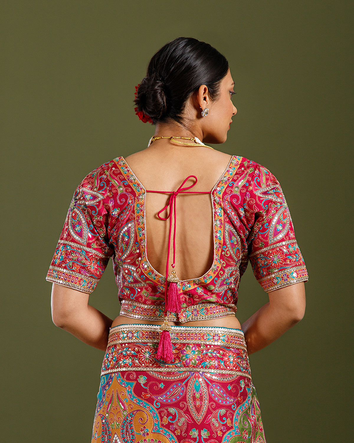 Mustard Georgette Saree with Designer Aari Work - House of Surya