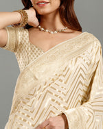 Ivory Khaddi Georgette Saree,Zari Work Khaddi Georgette Saree
 - House of Surya