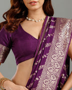Purple Dola Silk Saree with Elegant Resham Weave - House of Surya