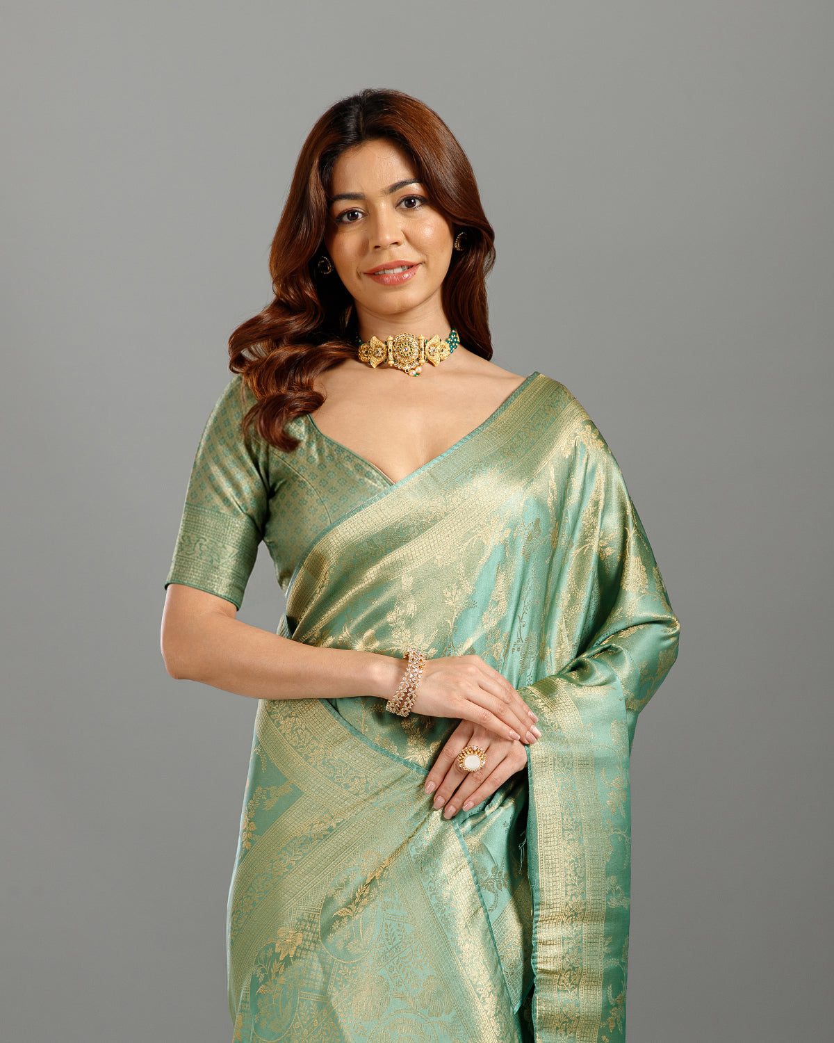 Green Dola Silk Saree with Elegant Zari Weave - House of Surya