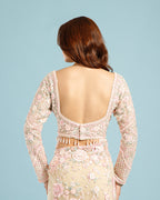 Party & Festive Wear Golden Net Saree with Resham, Sequence & Cutdana Work - House of Surya