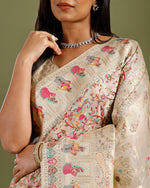 Cream Crepe Silk Saree with Multicolor Woven Design - House of Surya