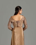 Dusty Gold Satin Lycra Saree with Sequin & Cutdana Work
