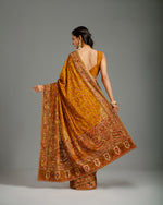 Mustard Georgette Saree with Beads, Dabka & Nulki Work