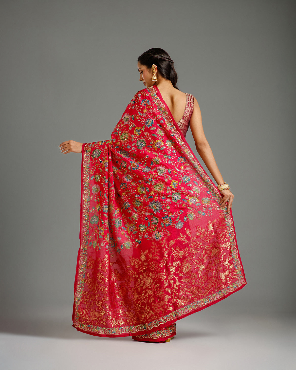 Rani Maheshwari Silk Saree with Zari & Sequin Work