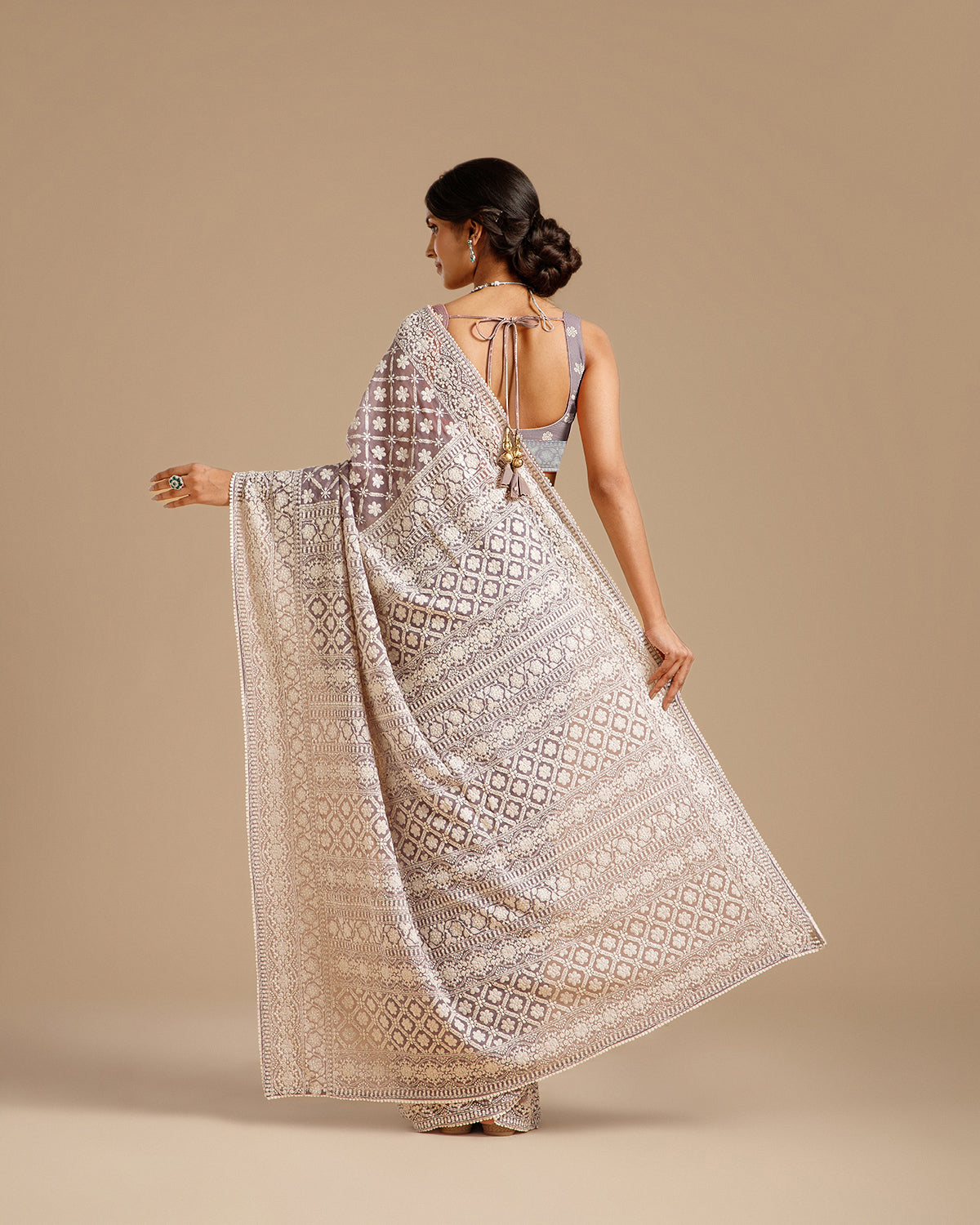 Mauve Georgette Saree with Resham & Sequin Work