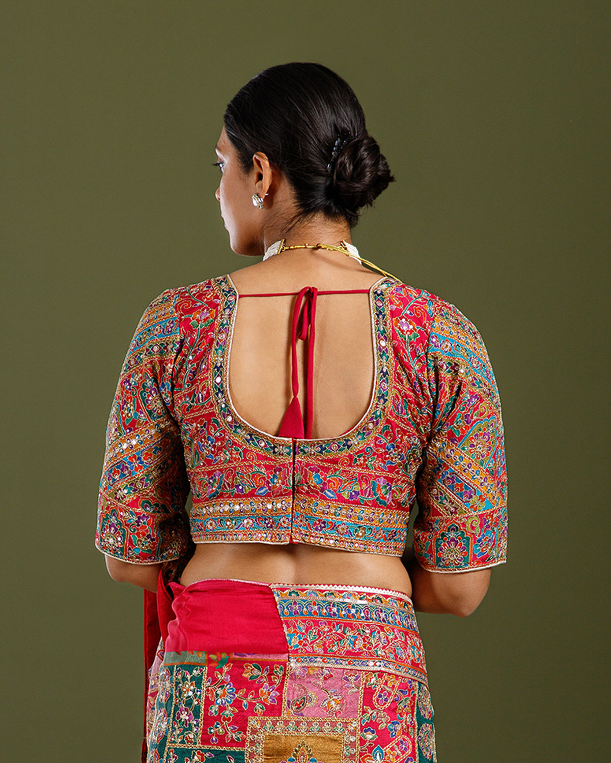 Rani Georgette Saree with Intricate Aari Work - House of Surya