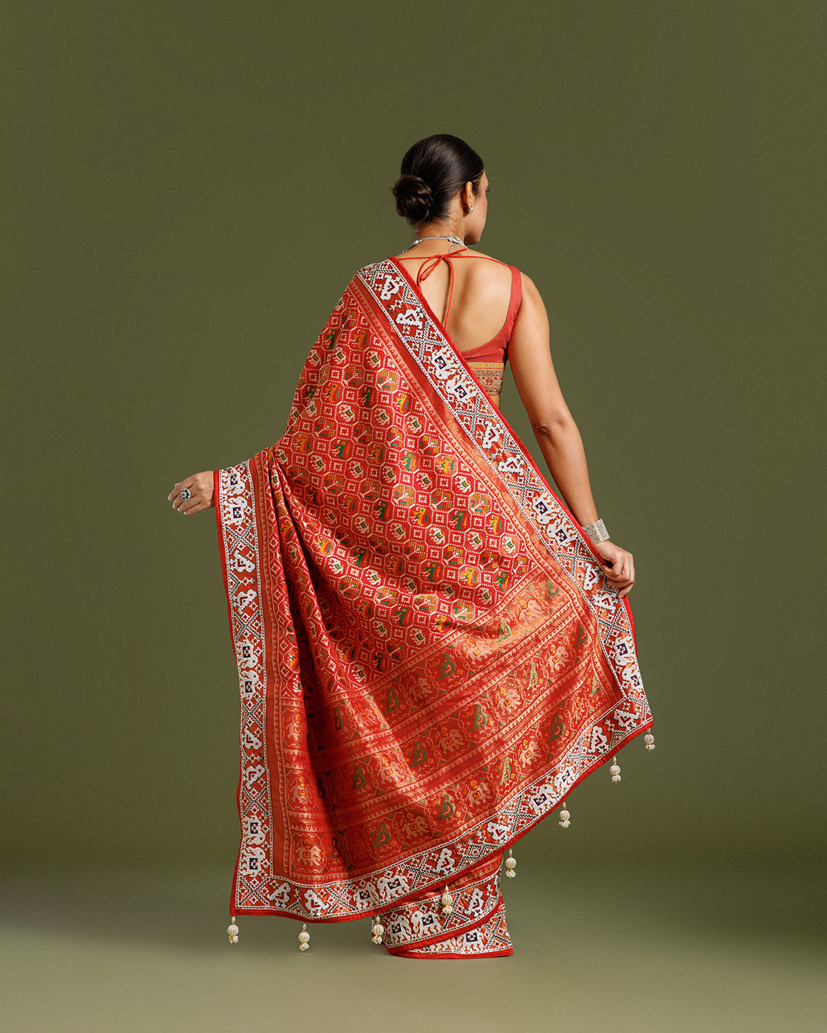 Red Silk Saree with Nulki & Zari Work