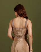 Chikoo Premium Drape Saree with Hand Work - House of Surya