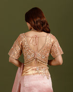 Pink Tissue Self Weaving Saree with Sequins & Cutdana Embroidery - House of Surya