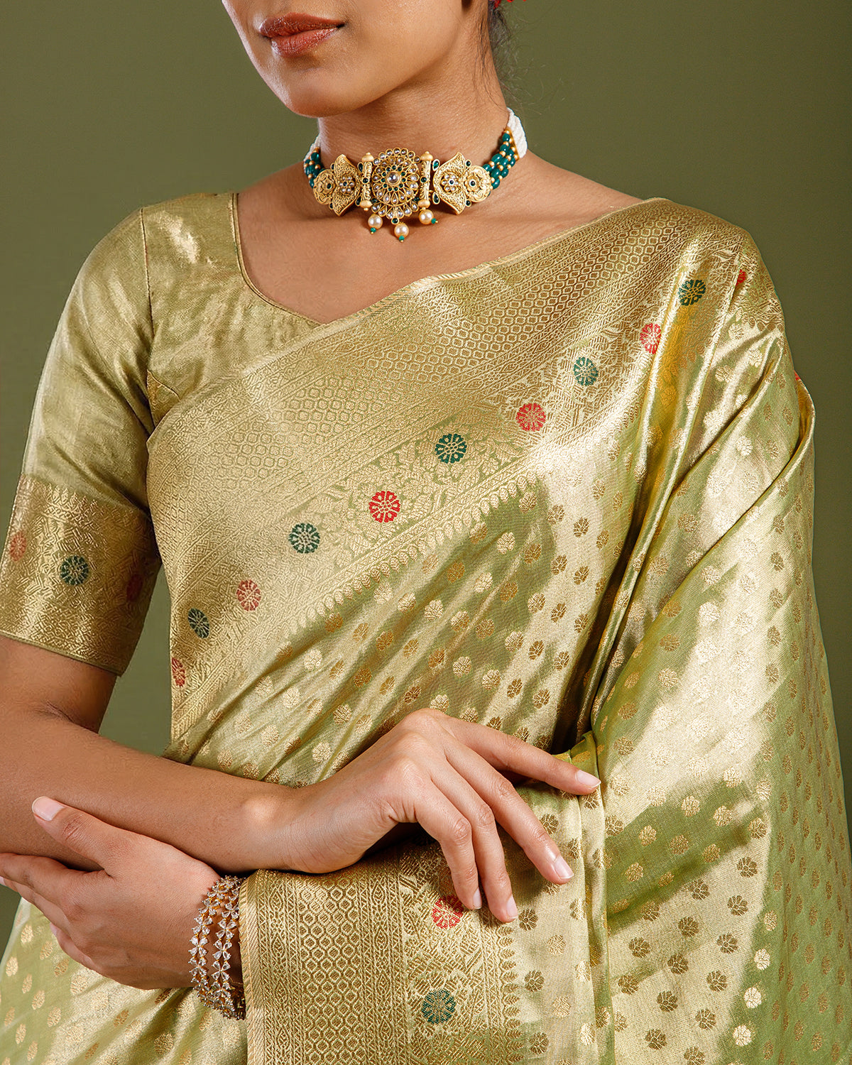 Radiant Yellow Tissue Silk Saree with Self Weaving Design