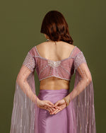 Mauve Crepe Drape Saree,Crepe Ready to Wear Saree- House of Surya