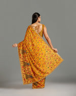 Yellow Chinon Crepe Saree with Resham, Zari, Cutdana & Sequin Work
