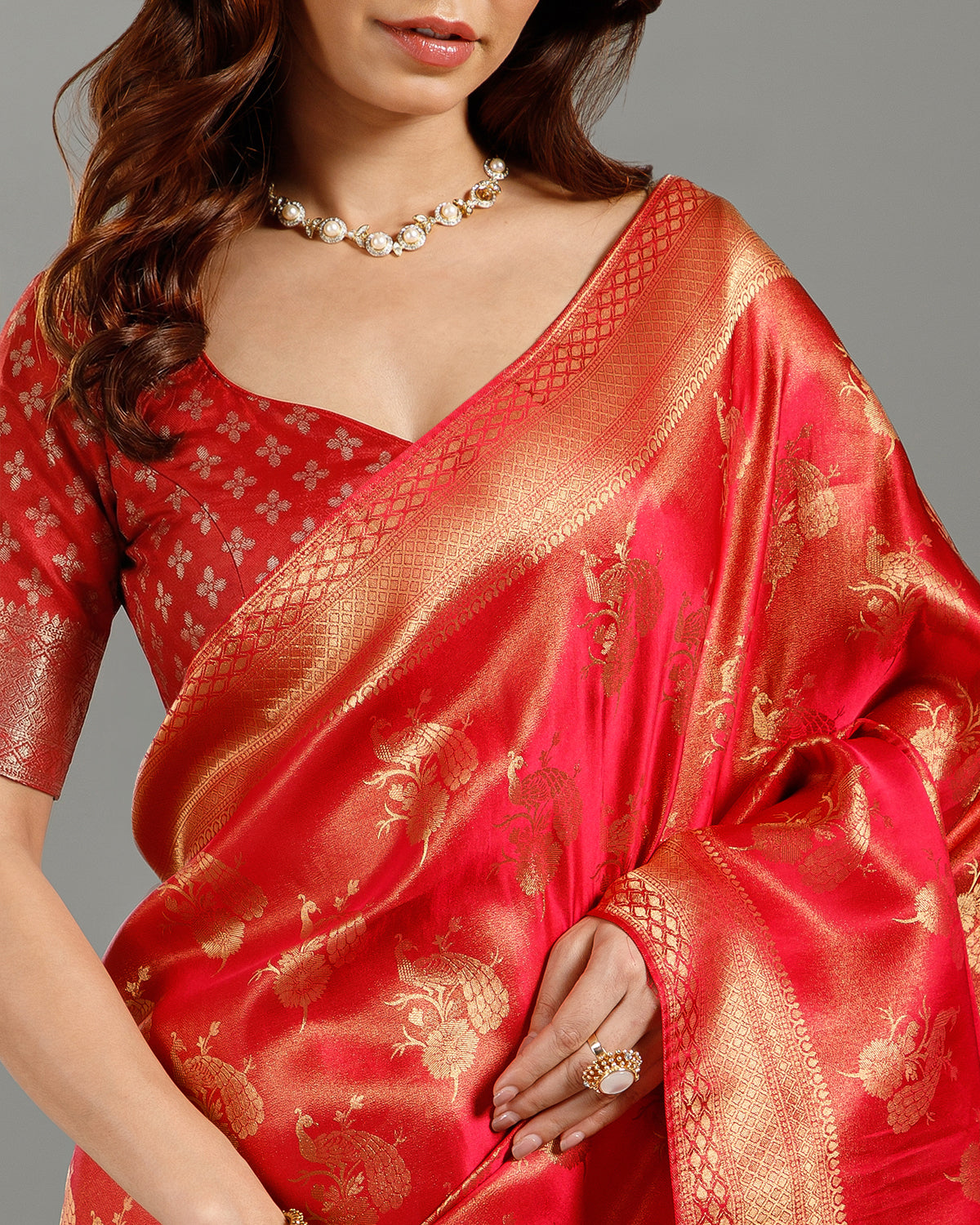 Rani Pink Tissue Silk Saree with Rich Weaving Design - House of Surya